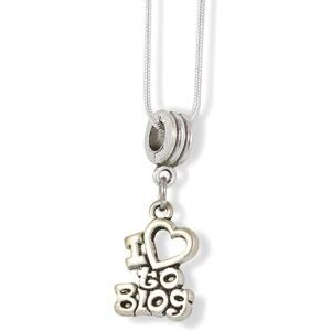 I Love to Blog Text Charm Snake Chain Necklace